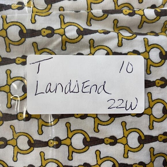 Lands End Top Womens 22W White Yellow Equestrian Horse Bit Career Button Up - Picture 13 of 13